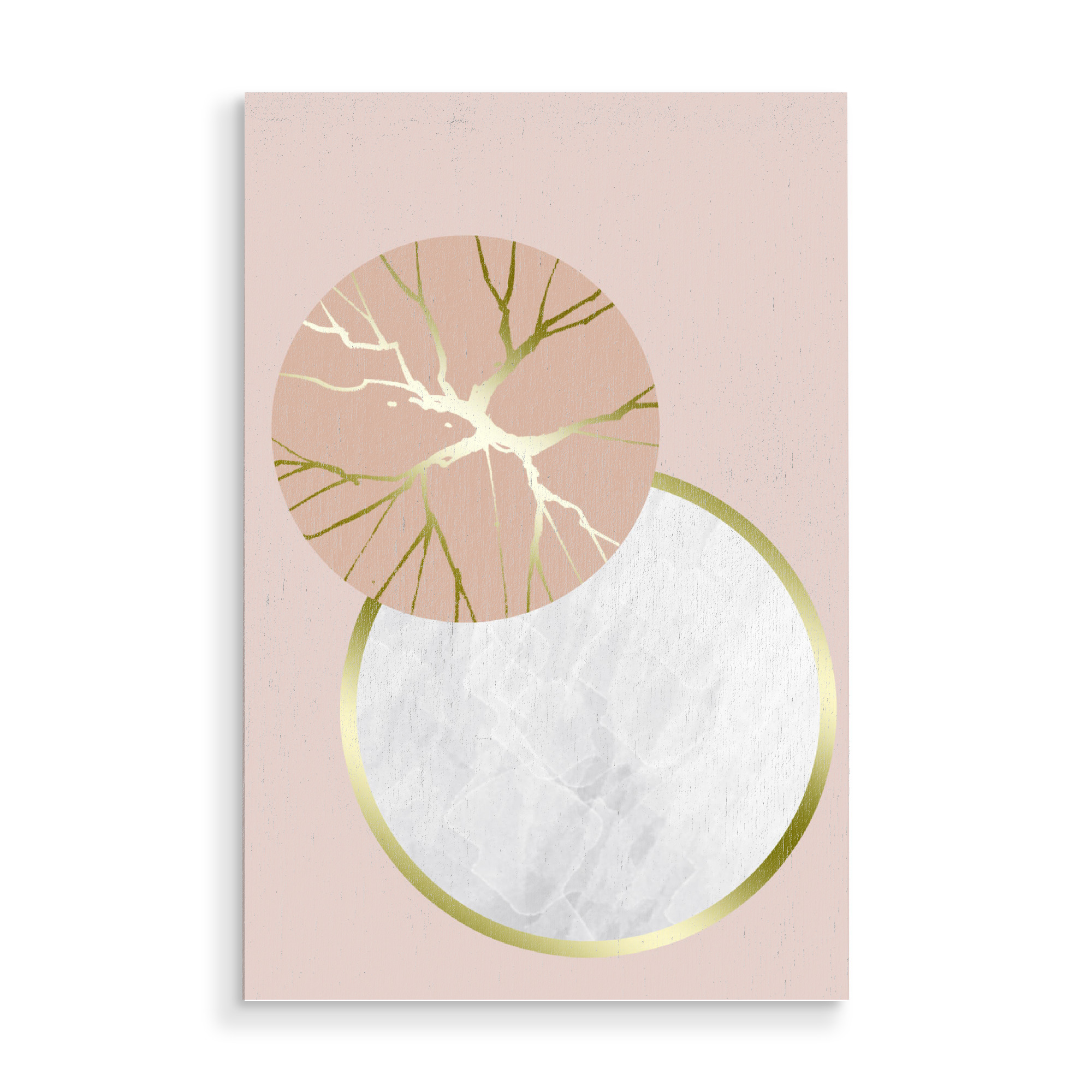 Holzbild "Blush Satellite" artboxONE - Abstrakt,Geometrie,Marmor - Moon,Pink,Circles,Marble,Gold,Planet,Blush,Satellite