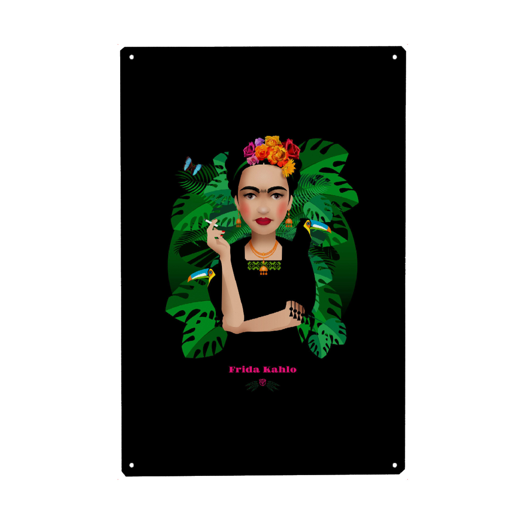 Holzbild "Frida Kahlo 2" artboxONE - Floral,Menschen