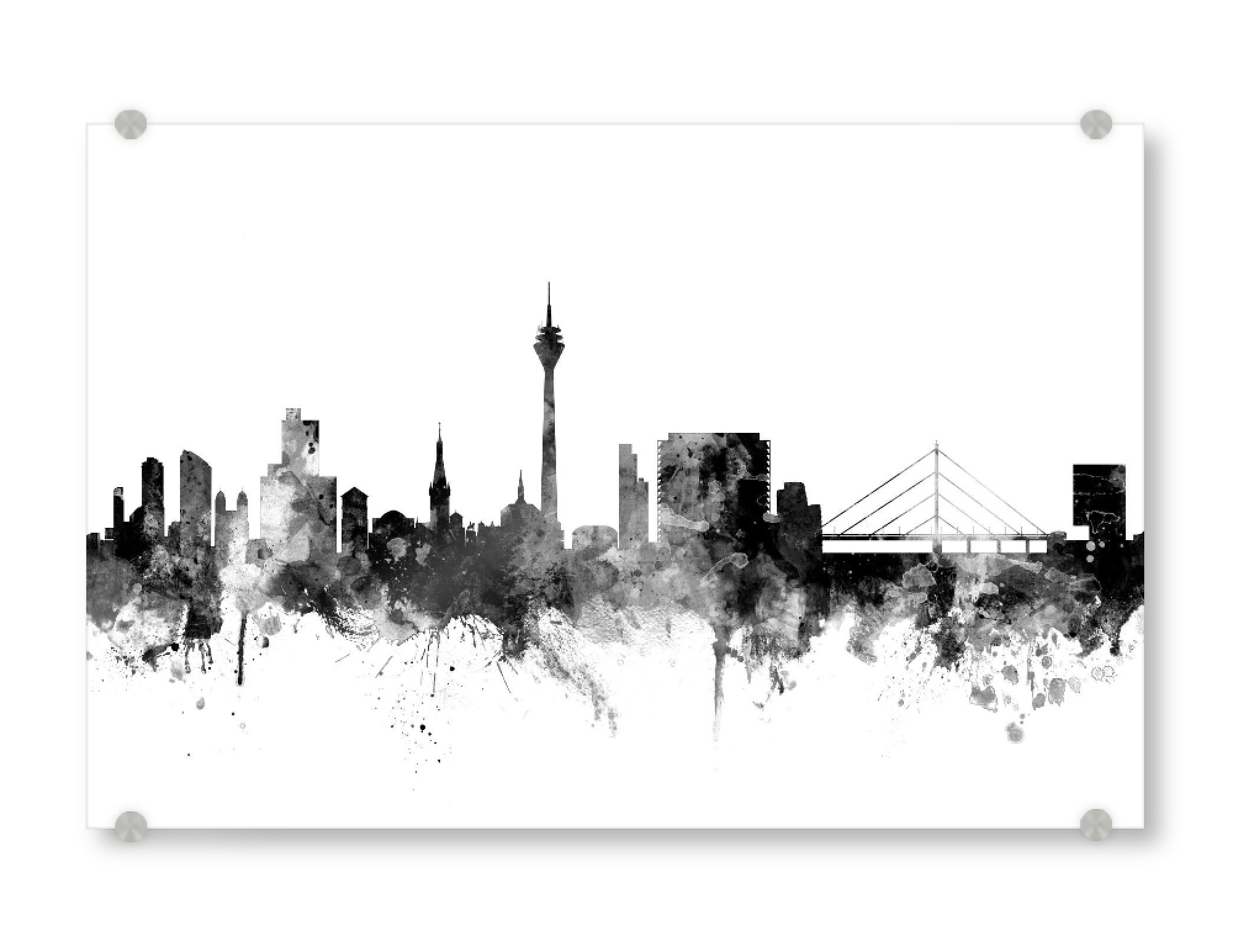 Acrylglasbild "Düsseldorf Skyline 3" artboxONE - Reise,Schwarzweiß,Städte / Düsseldorf - Düsseldorf,Skyline,Germany