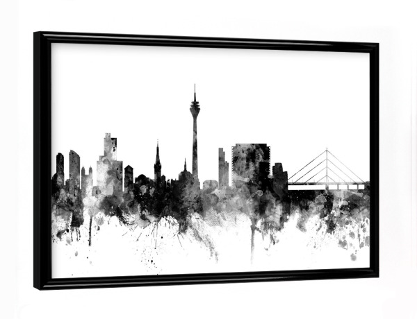 Poster mit schwarzem Rahmen "Düsseldorf Skyline 3" artboxONE - Reise,Schwarzweiß,Städte / Düsseldorf - Düsseldorf,Skyline,Germany