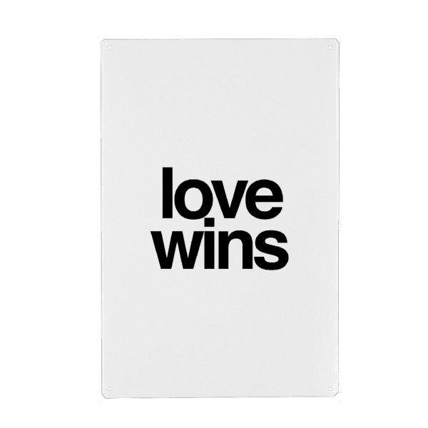 Metall Poster "Love wins" artboxONE - Typografie,Schwarzweiß,Liebe