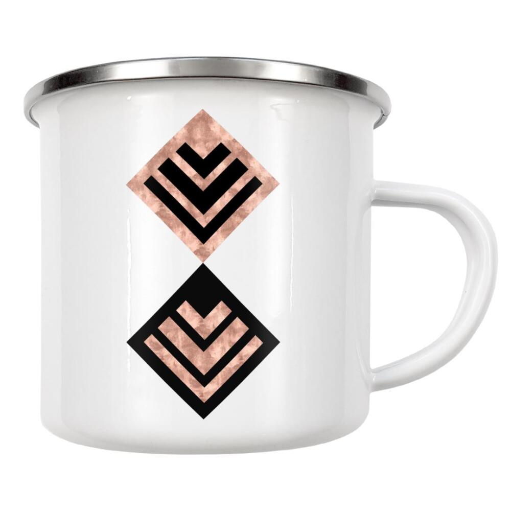 Emaille Tasse "Art Deco in Schwarz-Weiß" artboxONE - Abstrakt