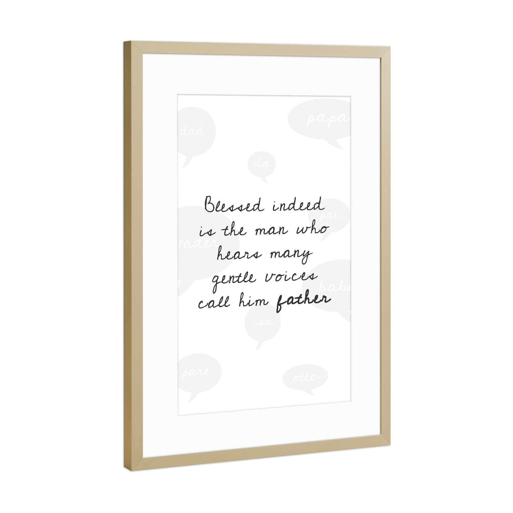 Poster mit Rahmen Gold "Blessed Man" artboxONE - Typografie,Schwarzweiß,Für Papa,Männer