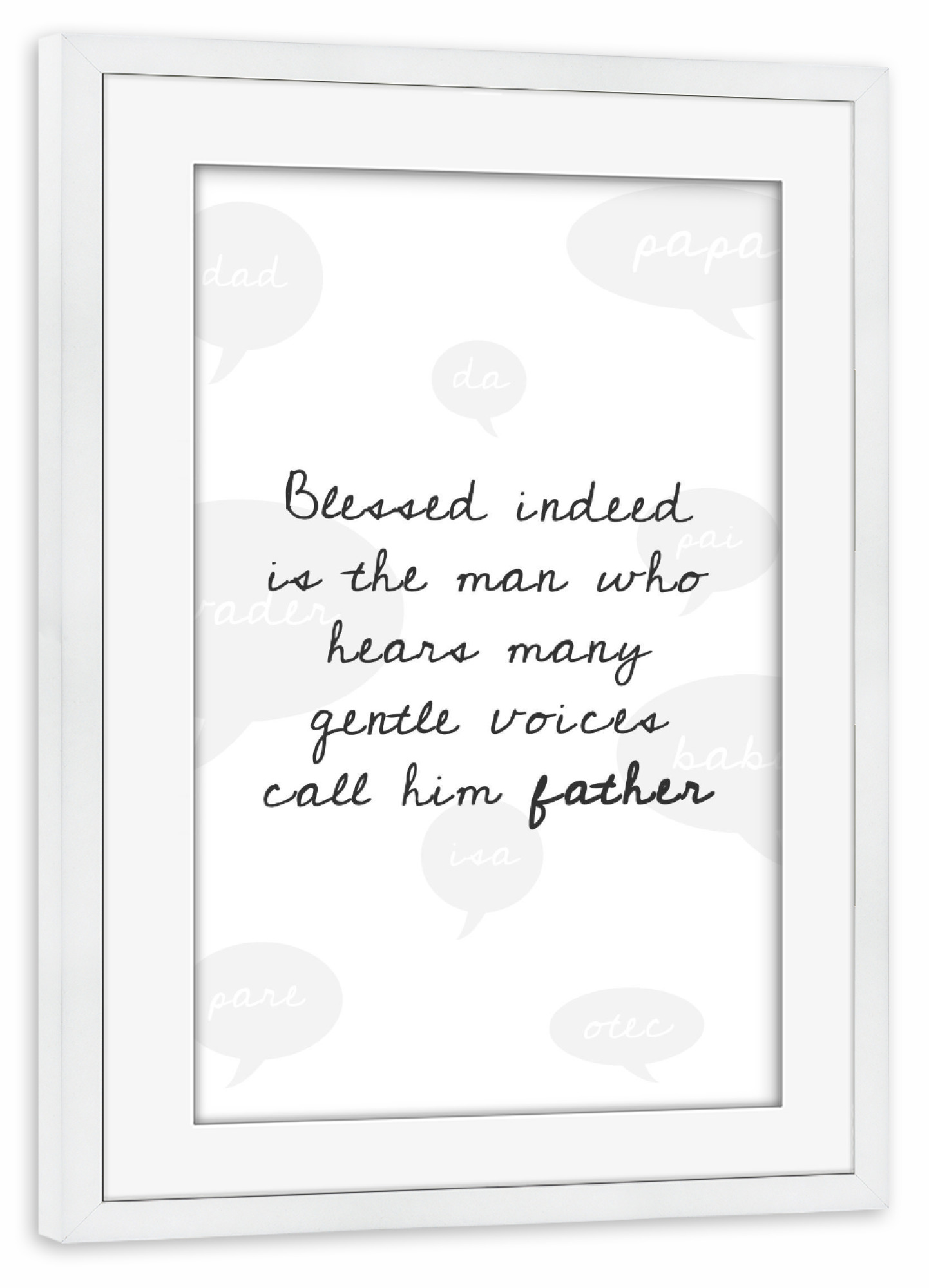 Poster mit Rahmen weiß "Blessed Man" artboxONE - Typografie,Schwarzweiß,Für Papa,Männer