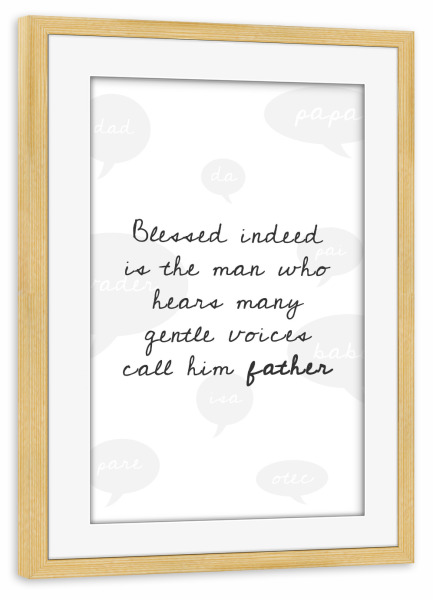 Poster mit Rahmen kiefer "Blessed Man" artboxONE - Typografie,Schwarzweiß,Für Papa,Männer