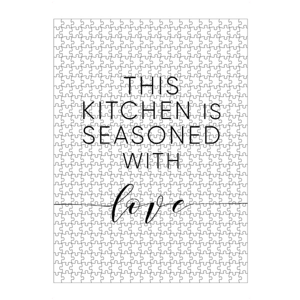 artboxONE Puzzle "This kitchen is seasoned with love" artboxONE - Typografie,Essen & Trinken,Schwarzweiß,Liebe