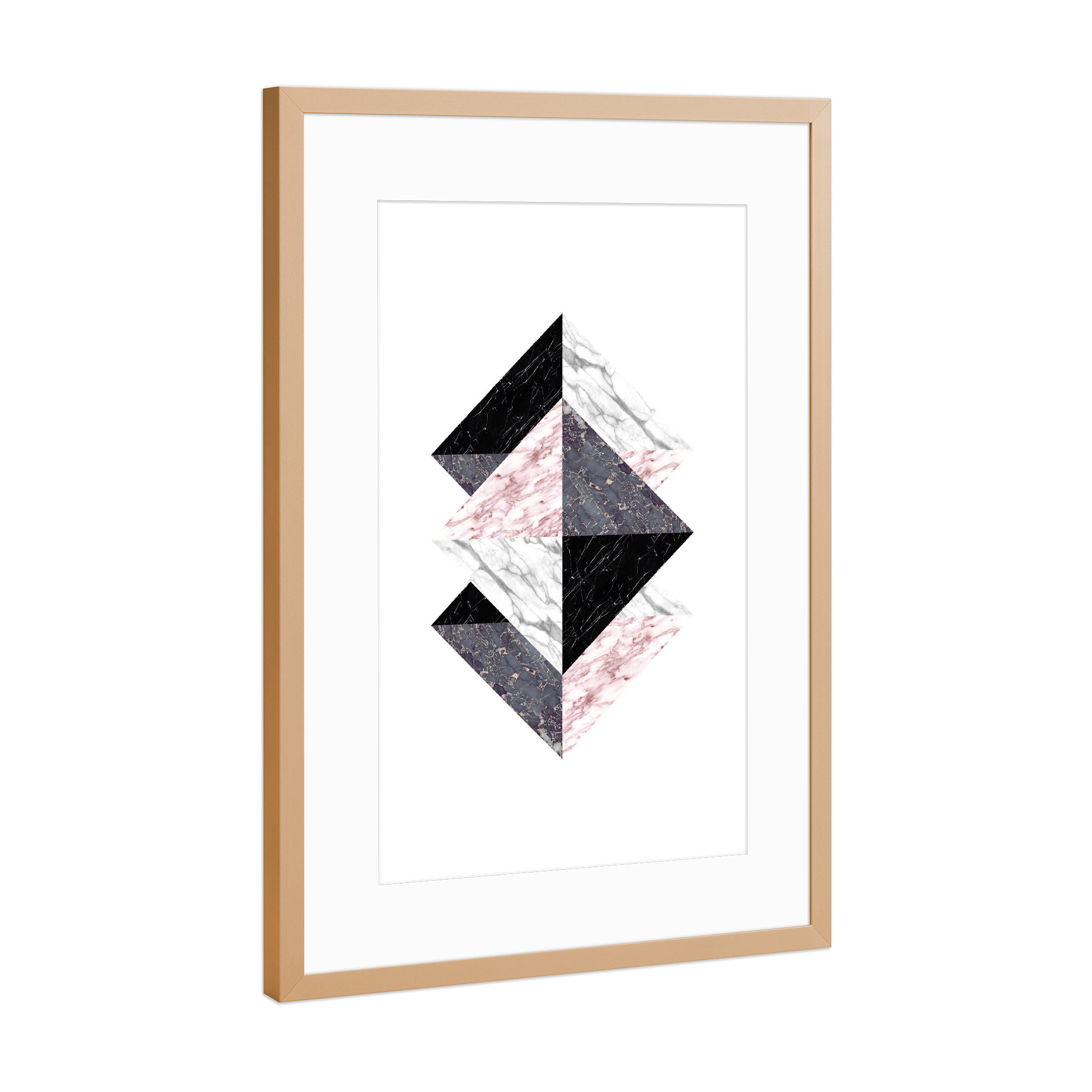 Poster mit Rahmen Kupfer "Geometric marble art" artboxONE - Abstrakt,Geometrie,Marmor
