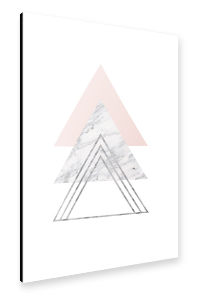 Alu-Dibond "Pink&grey marble triangle art" 30x20 cm artboxONE