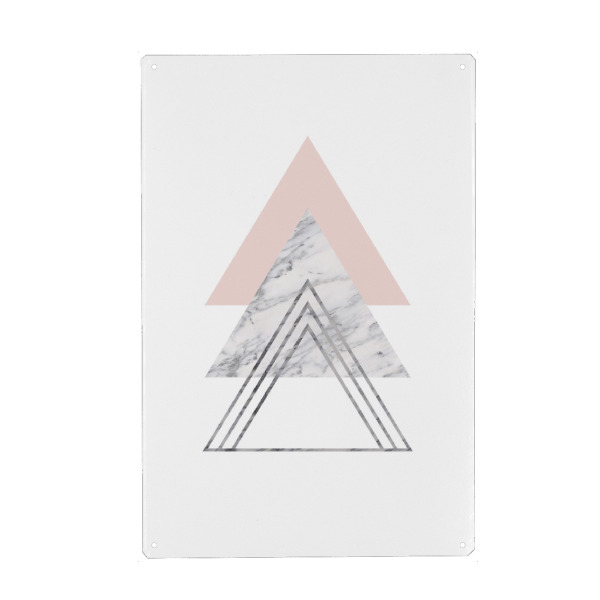 Metall Poster "Pink&grey marble triangle art" artboxONE - Abstrakt,Geometrie,Marmor