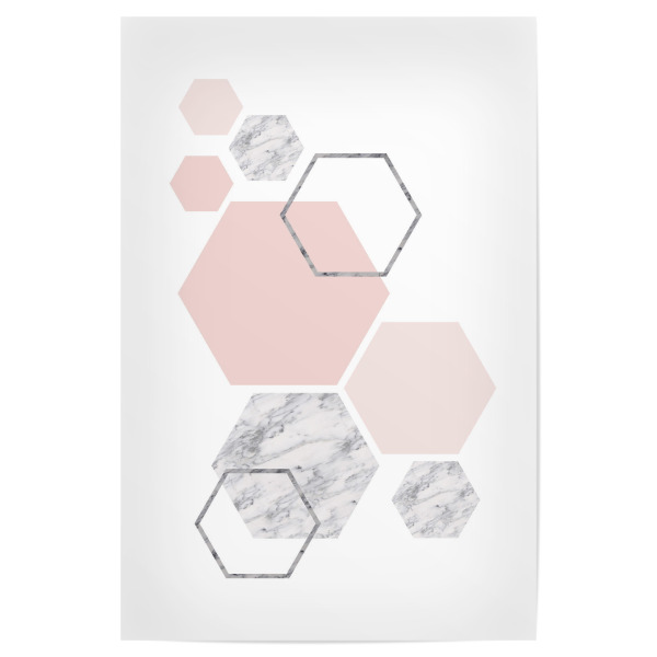 Poster "Hexagon blush&marble art" artboxONE - Abstrakt,Geometrie,Marmor