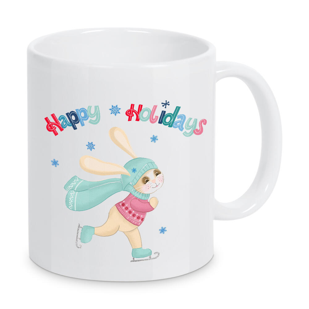 Tasse "Hase beim Eislaufen" artboxONE - Typografie,Für Kinder,Weihnachten