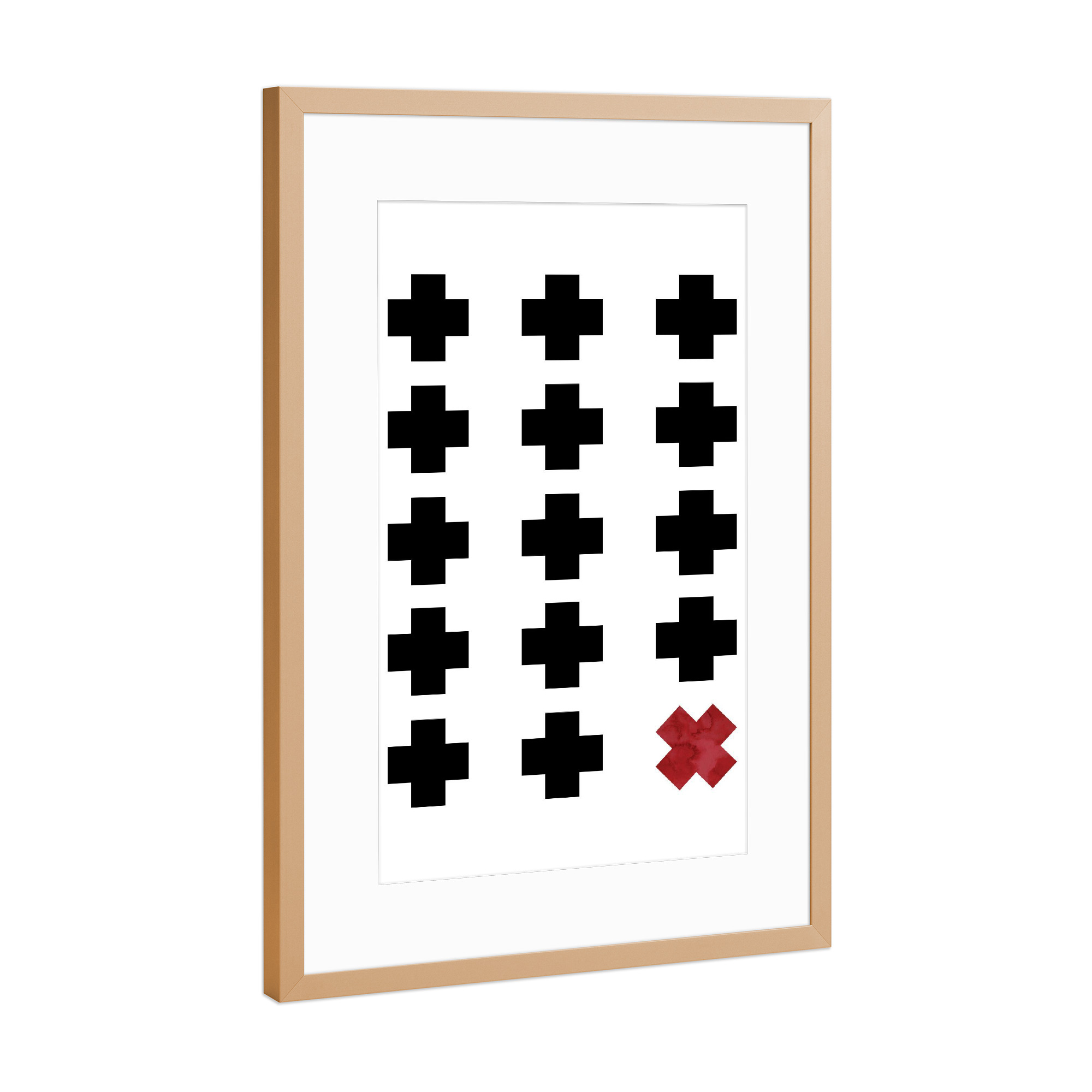Poster mit Rahmen Kupfer "Scandinavian Shapes Cross" artboxONE - Abstrakt,Schwarzweiß,Geometrie,Fashion,Männer