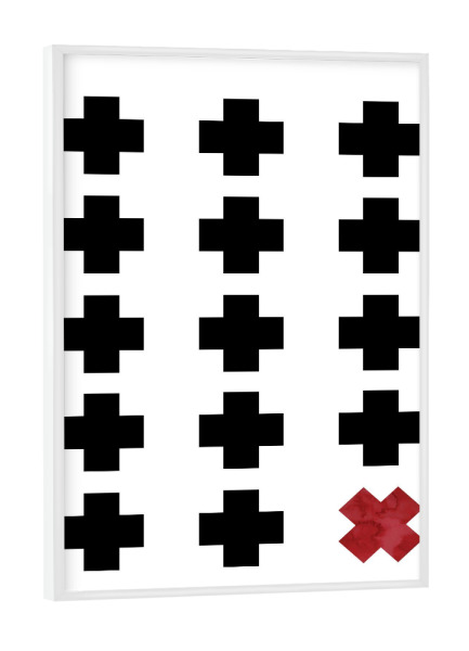 Poster mit weißem Rahmen "Scandinavian Shapes Cross" artboxONE - Abstrakt,Schwarzweiß,Geometrie,Fashion,Männer