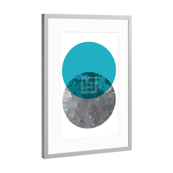 Poster mit Rahmen Silber "Bright Geo" artboxONE - Abstrakt,Geometrie - Minimalist,Geometric design in blush and grey,Monde,Quadrate,Punkte,Kreise