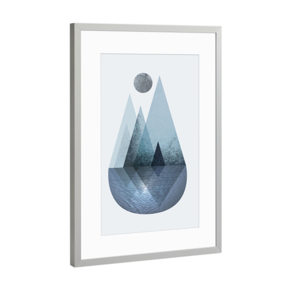 Poster mit Rahmen Silber "Nordic Mountain Scene 4" artboxONE - Natur,Abstrakt,Geometrie