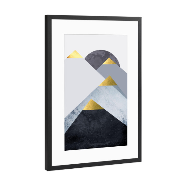 Poster mit Rahmen Schwarz (Metallic) "Nordic Blue Mountains" artboxONE - Natur,Abstrakt
