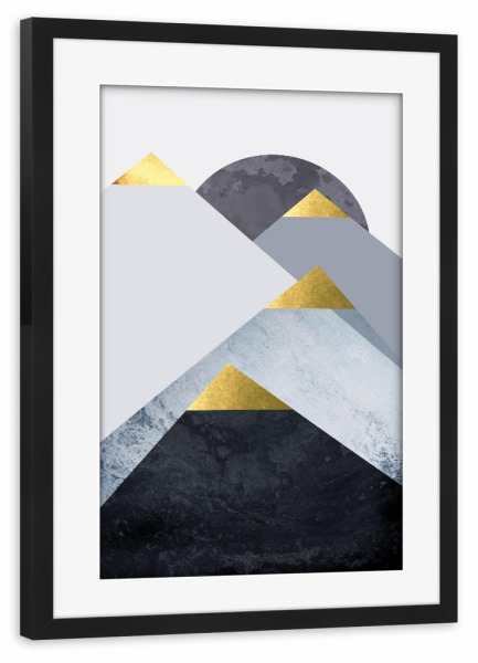 Poster mit Rahmen schwarz "Nordic Blue Mountains" artboxONE - Natur,Abstrakt