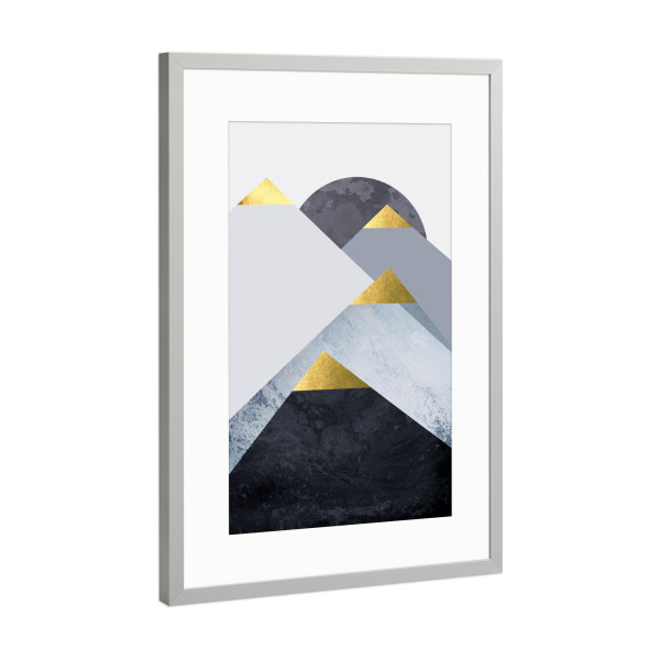 Poster mit Rahmen Silber "Nordic Blue Mountains" artboxONE - Natur,Abstrakt