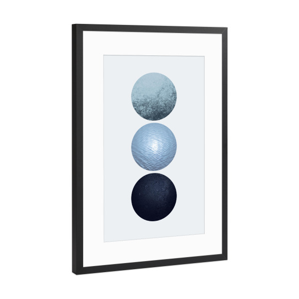 Poster mit Rahmen Schwarz (Metallic) "Nordic Blue 2" artboxONE - Abstrakt,Geometrie