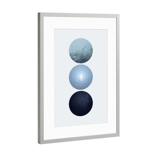 Poster mit Rahmen Silber "Nordic Blue 2" artboxONE - Abstrakt,Geometrie