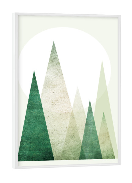 Poster mit weißem Rahmen "Green Mountain Range" artboxONE - Natur,Abstrakt,Geometrie