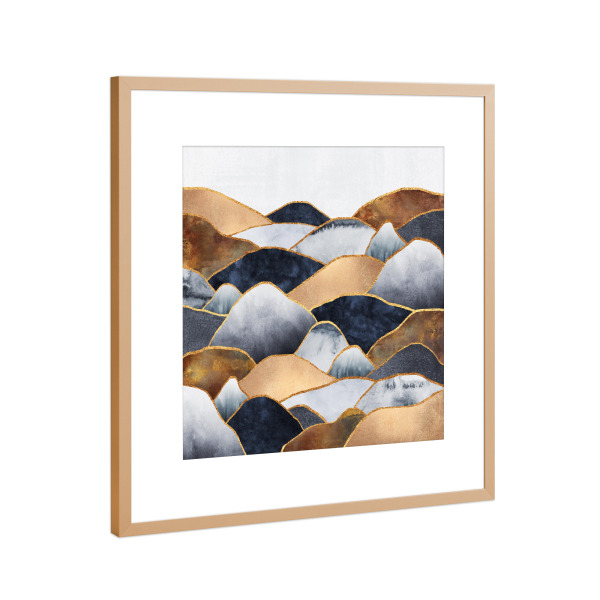 Poster mit Rahmen Kupfer "Hills 2" artboxONE - Natur,Abstrakt - Landschaft,Hügel,Berge,Zusammenfassung,Elegant,Linien,Berge,Landschaft,Hügel