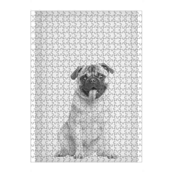 Puzzle Ravensburger "Mops 02" artboxONE - Natur,Für Kinder,Tiere,Schwarzweiß - Mops,Hund,Welpe,Zunge,Zunge rausstrecken,Froilein juno - Bild Mops
