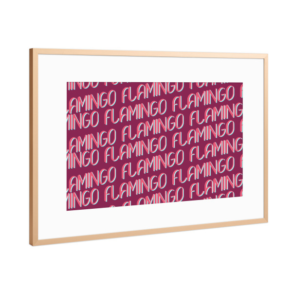 Poster mit Rahmen Kupfer "Flamingo Flamingo Flamingo" artboxONE - Typografie,Tiere - Flamingo,Word art,Typografie,Pink,Vogel,Oase,Flamenco