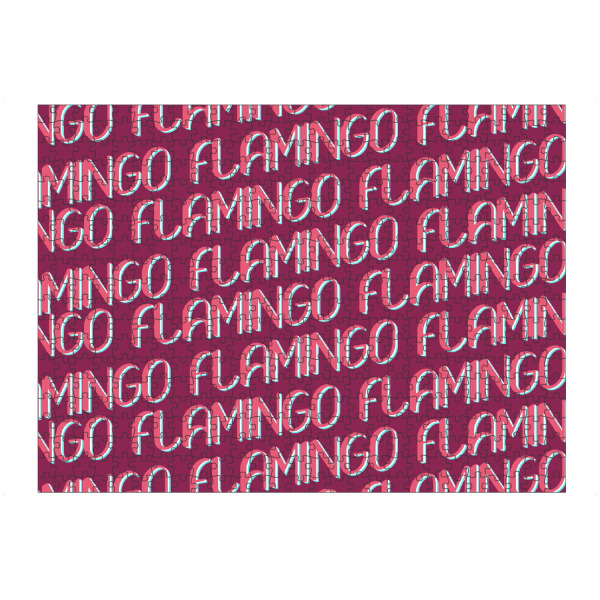 Puzzle Ravensburger "Flamingo Flamingo Flamingo" artboxONE - Typografie,Tiere - Flamingo,Word art,Typografie,Pink,Vogel,Oase,Flamenco