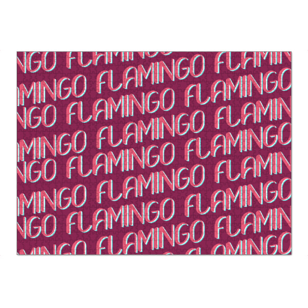 Puzzle Ravensburger "Flamingo Flamingo Flamingo" artboxONE - Typografie,Tiere - Flamingo,Word art,Typografie,Pink,Vogel,Oase,Flamenco