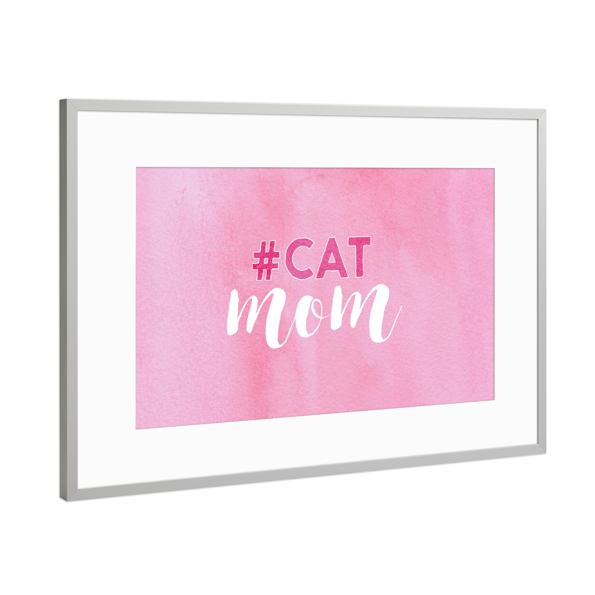 Poster mit Rahmen Silber "#CAT mom" artboxONE - Typografie,Tiere,Für Mama