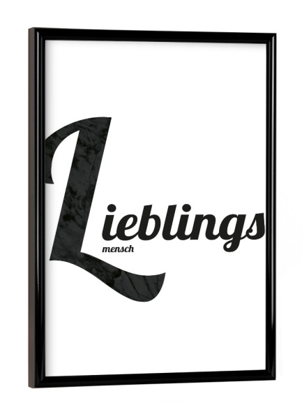 Poster mit schwarzem Rahmen "Lieblingsmensch 2" artboxONE - Typografie,Für Kinder,Menschen,Schwarzweiß,Liebe,Für Mama,Für Papa