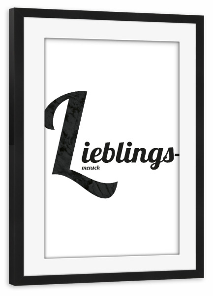 Poster mit Rahmen schwarz "Lieblingsmensch 2" artboxONE - Typografie,Für Kinder,Menschen,Schwarzweiß,Liebe,Für Mama,Für Papa