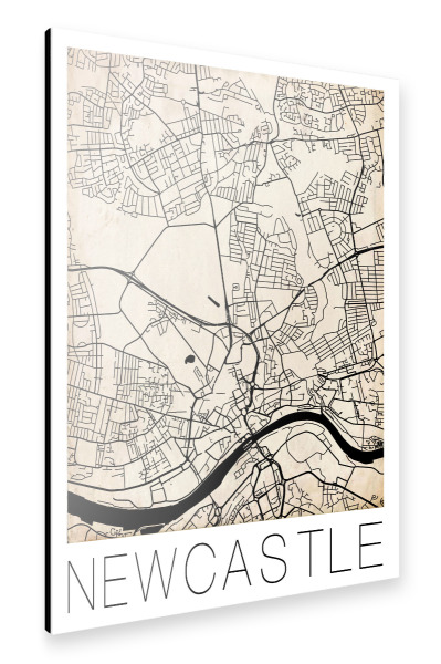 Alu-Dibond "Retro Map of Newcastle England 2" 30x20 cm artboxONE