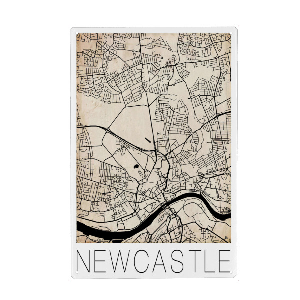 Metall Poster "Retro Map of Newcastle England 2" artboxONE - Städte,Reise,Schwarzweiß,Städte / Weitere,Kartografie