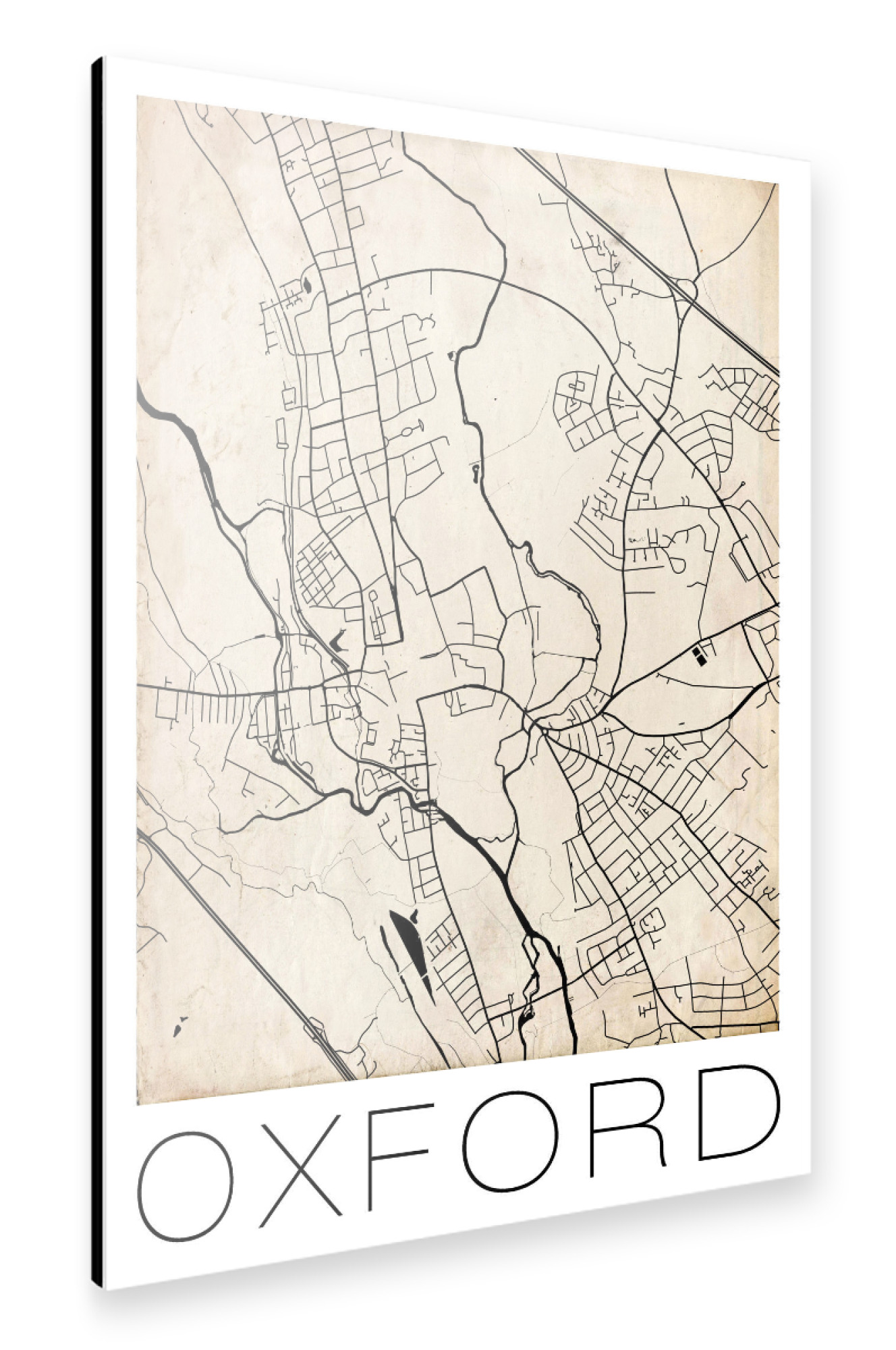 Alu-Dibond "Retro Map of Oxford England 2" 30x20 cm artboxONE