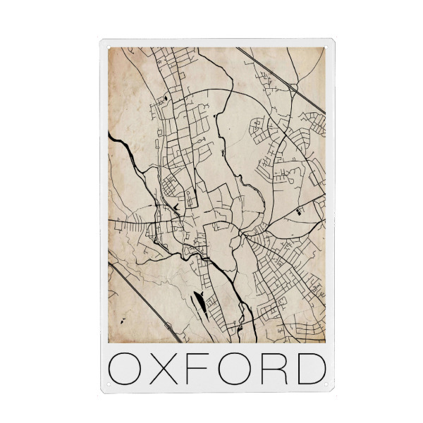 Metall Poster "Retro Map of Oxford England 2" artboxONE - Städte,Reise,Schwarzweiß,Städte / Weitere,Kartografie