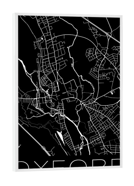 Poster mit weißem Rahmen "Retro Map of Oxford England" artboxONE - Städte,Reise,Schwarzweiß,Städte / Weitere,Kartografie