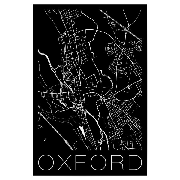 Poster "Retro Map of Oxford England" artboxONE - Städte,Reise,Schwarzweiß,Städte / Weitere,Kartografie