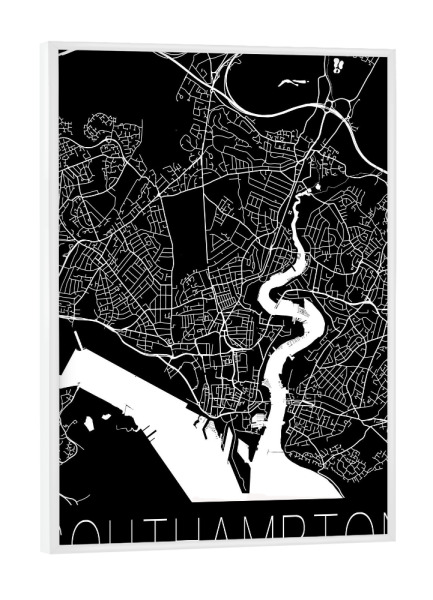 Poster mit weißem Rahmen "Retro Map of Southampton England" artboxONE - Städte,Reise,Schwarzweiß,Städte / Weitere,Kartografie