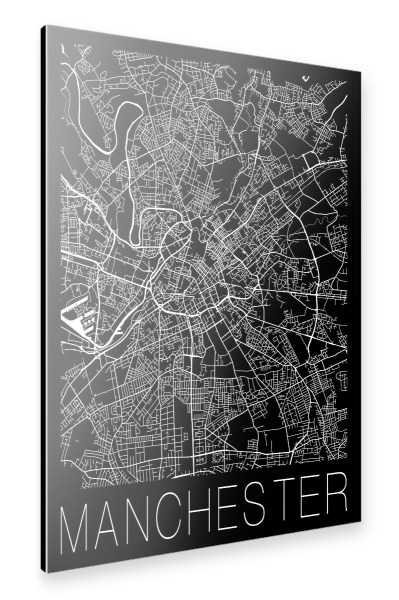 Alu-Dibond "Retro Map of Manchester England" 30x20 cm artboxONE