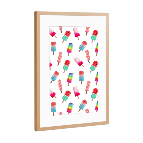 Poster mit Rahmen Kupfer "Watercolored Popsicles" artboxONE - Essen & Trinken,Festivals