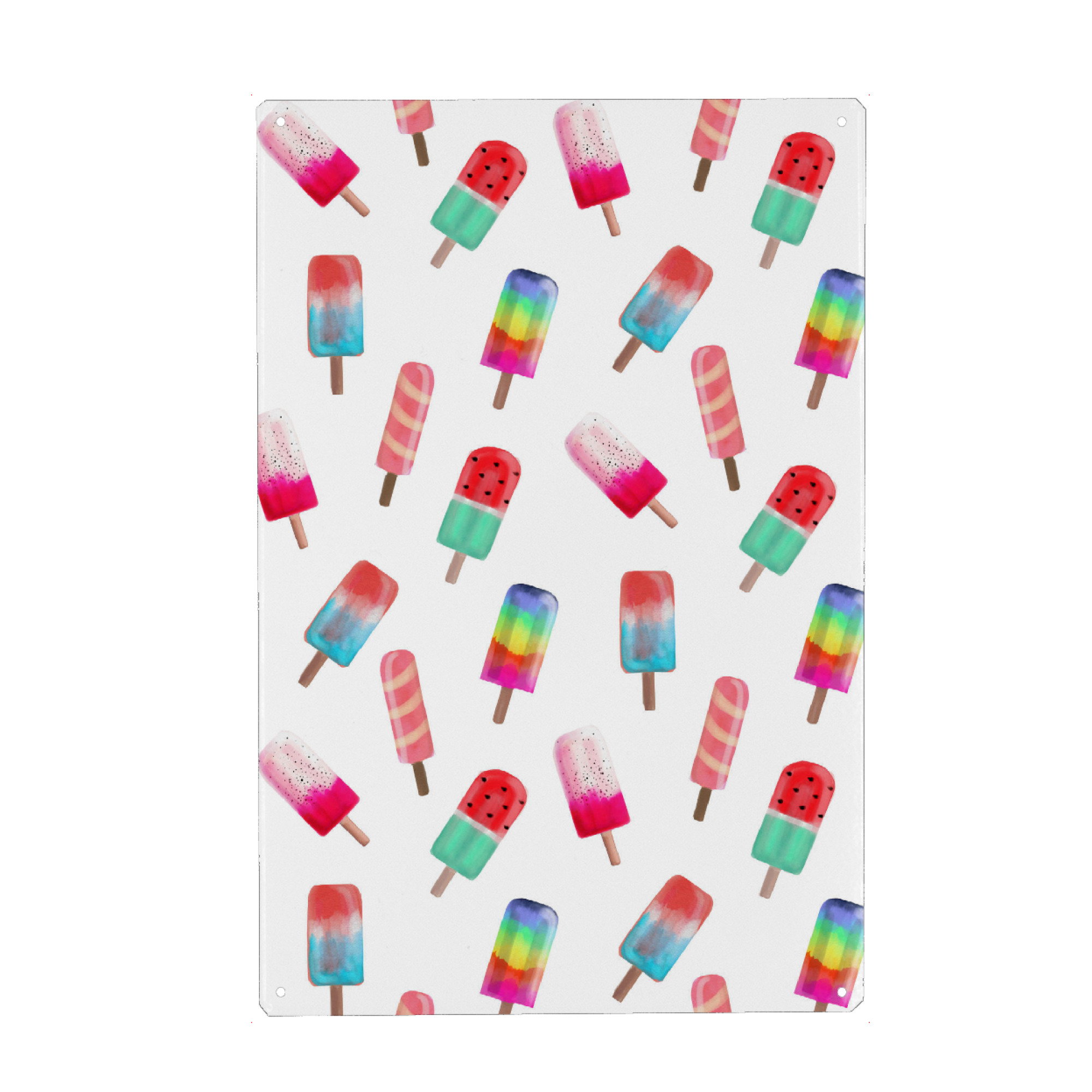 Metall Poster "Watercolored Popsicles" artboxONE - Essen & Trinken,Festivals