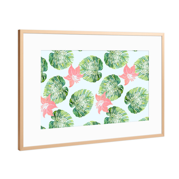 Poster mit Rahmen Kupfer "Monstera and Pink" artboxONE - Natur,Floral,Festivals