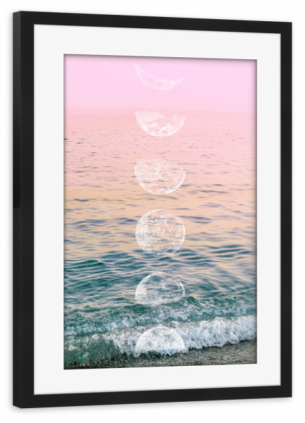 Poster mit Rahmen schwarz "Moontime Beach" artboxONE - Natur,Festivals