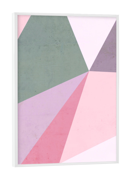 Poster mit weißem Rahmen "Triangle Geometry" artboxONE - Abstrakt,Geometrie - Geometrie,Dreieck,Geometrisch,Rosa,Blau,Beton