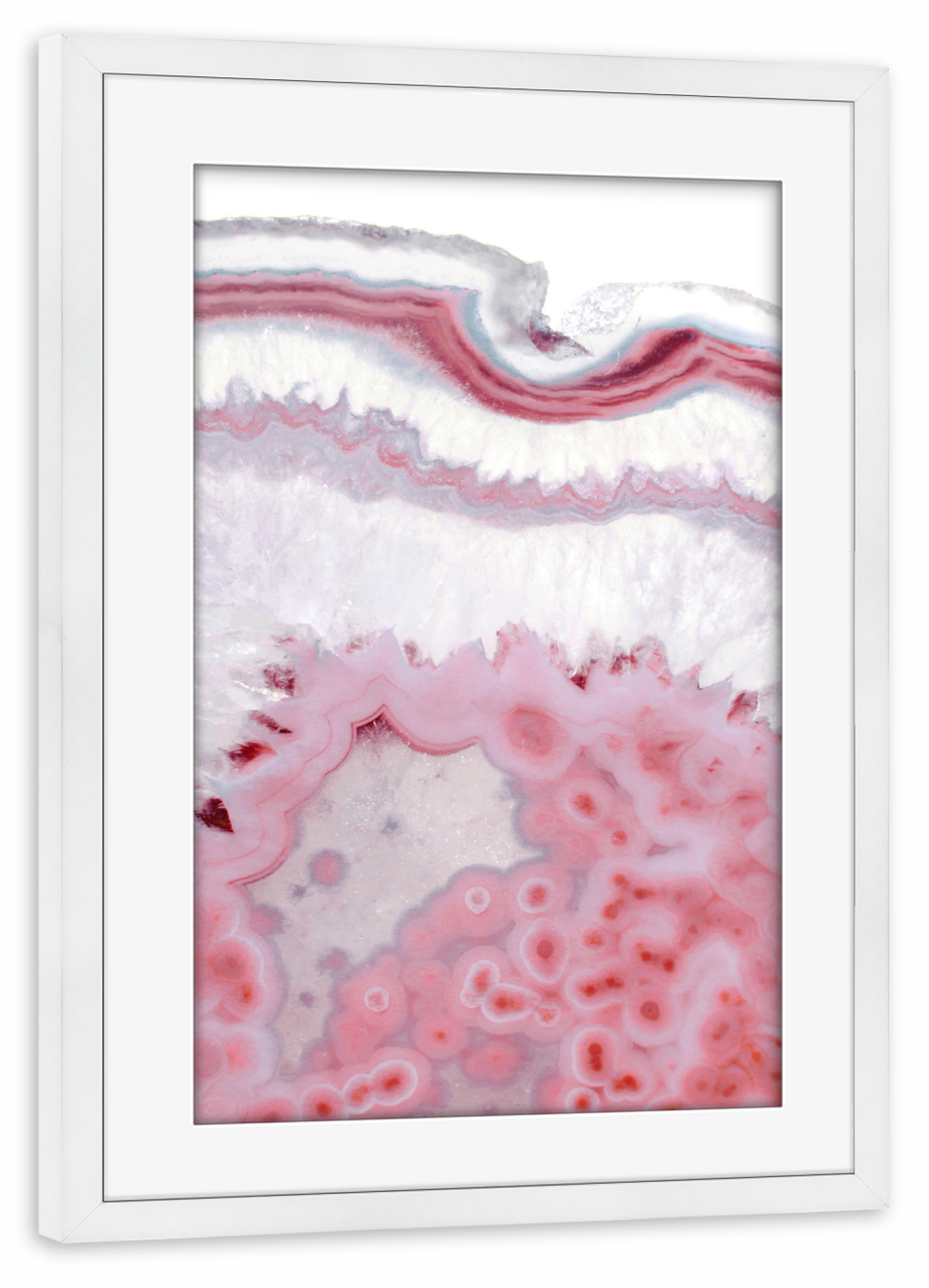 Poster mit Rahmen weiß "Blush Agate" artboxONE - Abstrakt,Architektur,Marmor - Pink,Agate,Gemstone,Mineral,New age,Crystal,Blush,Lovely,Mineral stein
