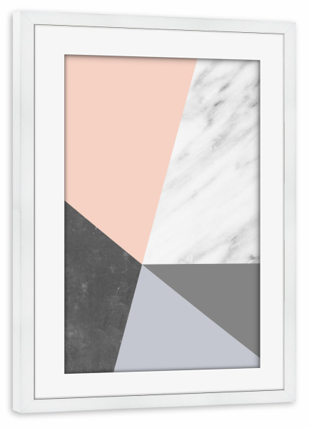 Poster mit Rahmen weiß "Winter Collage with Marble" artboxONE - Abstrakt,Geometrie,Marmor - Grau,Rosa,Marmor,Scandi,Skandinavisch,Pastell,Farbe