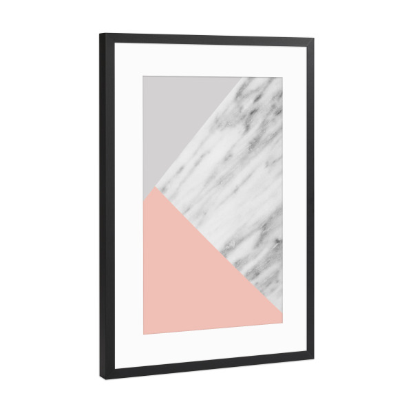 Poster mit Rahmen Schwarz (Metallic) "Marble and Pink Collage" artboxONE - Abstrakt,Geometrie,Marmor
