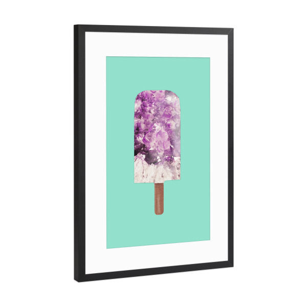 Poster mit Rahmen Schwarz (Metallic) "Amethyst Popsicle" artboxONE - Essen & Trinken,Abstrakt,Marmor